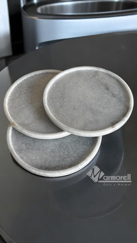 Bandeja, Charola De Amenidades Mármol Blanco Vego Redonda 30 CM