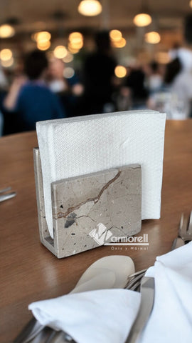 SERVILLETERO DE PIEDRA NATURAL MARMOL BEIGE MAYA, DISEÑO CUADRADO