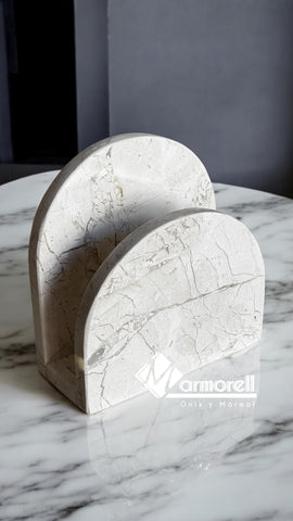 SERVILLETERO DE PIEDRA NATURAL MARMOL DISEÑO MEDIA LUNA