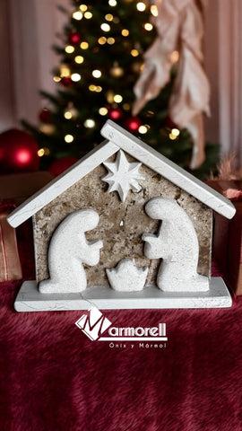 NACIMIENTO BELEN EN PIEDRA DE MARMOL NATURAL