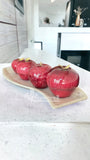 Juego De Manzanas rojas De Onix Con Charola De Mármol
