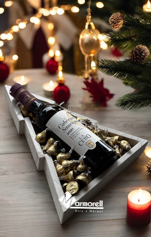 Bandeja, Charola Navideña Mármol 30x23.5 cm, Modelo PINO