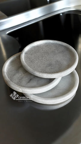 Bandeja, Charola De Amenidades Mármol Blanco Vego Redonda 20 CM