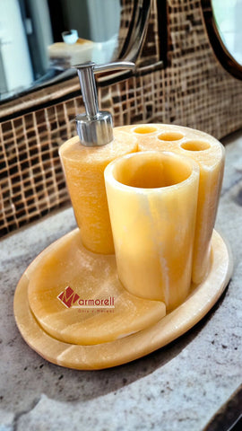 JUEGO DE BAÑO EN ONIX NARANJA NATURAL 0070