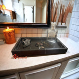 CHAROLA DE AMENIDADES MARMOL NEGRO TERMINADO PULIDO 30X17X3 CM, HOTEL