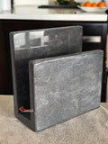 SERVILLETERO DE PIEDRA NATURAL MARMOL GRIS, DISEÑO CUADRADO