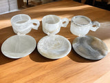 Juego De Taza Con Plato En Piedra Natural De Mármol Y Ónix