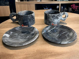 Juego De Taza Con Plato En Piedra Natural De Mármol Y Ónix