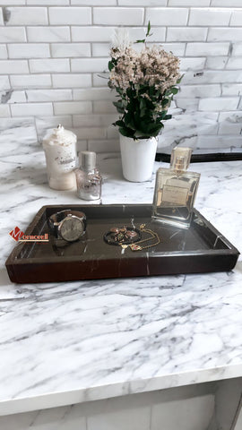 CHAROLA DE AMENIDADES MARMOL NEGRO TERMINADO PULIDO 30X17X3 CM, HOTEL