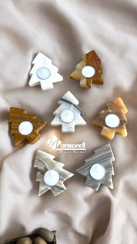 Portavela de mármol en diseño de pinito