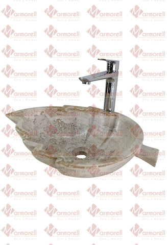Ovalin, Lavabo De Mármol Diseño Hoja: MARMOL TRAVERTINO FIORITO. ENVIO GRATIS