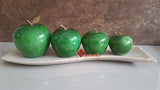 Juego De Manzanas Verdes De Onix Con Charola De Mármol