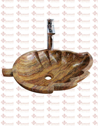 Ovalin, Lavabo De Mármol Diseño Hoja: MARMOL TRAVERTINO ROJO. ENVIO GRATIS