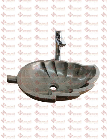 Ovalin, Lavabo De Mármol Diseño Hoja: MARMOL GRIS SANTO TOMAS. ENVIO GRATIS