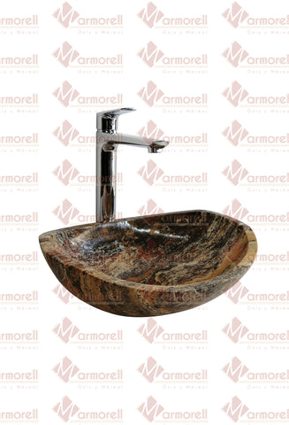 Ovalin, Lavabo De Mármol Diseño Canoa: MARMOL TRAVERTINO ROJO. ENVIO GRATIS