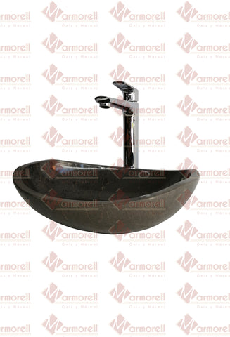 Ovalin, Lavabo De Mármol Diseño Canoa: MARMOL GRIS SANTO TOMAS. ENVIO GRATIS
