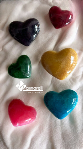 CORAZONES DE PIEDRA DE ÓNIX, VARIOS COLORES