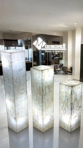 Juego De 3 Lamparas De Onix Blanco Natural En Escala, Mod. Torre 1m, 80, 60. ENVÍO GRATIS