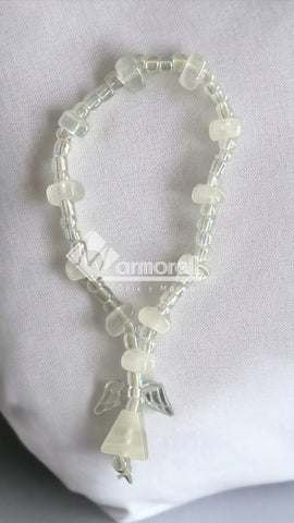 PULSERA DECENARIO DE ÓNIX NATURAL 12 CM LARGO, CON ANGELITO