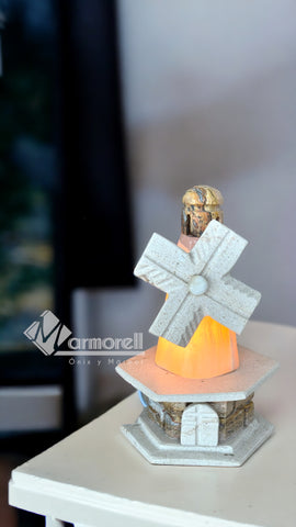 LAMPARA DE ONIX Y MARMOL MODELO MOLINO DE VIENTO 20 CM