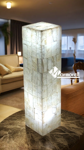 LÁMPARAS MOD. TORRE DE PIEDRA ÓNIX NATURAL 70 CM DE ALTURA, 20X20, ENVIO GRATIS