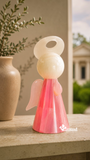 Lámpara Ángel de Ónix Natural Color Rosa | Modelo Candy 17 cm | Luz Cálida Artesanal