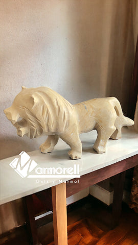 ESCULTURA DE MÁRMOL NATURAL, LEÓN