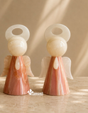 Lámpara Ángel de Ónix Natural Color Rosa | Modelo Candy 17 cm | Luz Cálida Artesanal