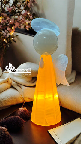 LÁMPARA ANGEL DE PIEDRA ÓNIX NATURAL MOD: CANDY 30 CM