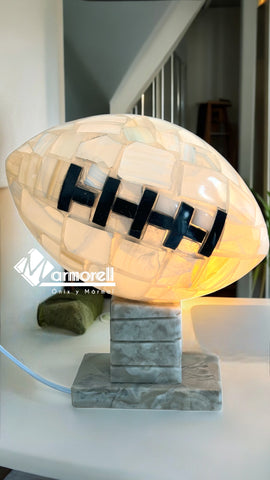 Nuevo! Lampara De Piedra Onix Diseño Balon Futbol Americano