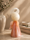 Lámpara Ángel de Ónix Natural Color Rosa | Modelo Candy 17 cm | Luz Cálida Artesanal