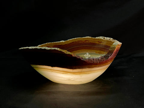 BELLÍSIMO BOWLS DE ÓNIX NATURAL VERDE TALÁN CON VETAS 062