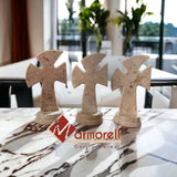 CRUZ DE PIEDRA DE MARMOL NATURAL MODELO: LIZ 10 CM