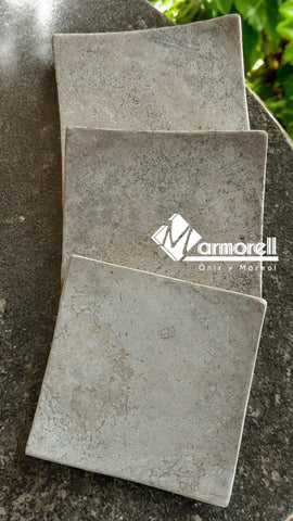 CHAROLA DE MARMOL DISEÑO PAÑUELO 15X15. MARMOL TRAVERTINO FIORITO
