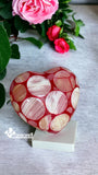 Lampara Corazón mediano En Piedra De Ónix. Tono Rojo.