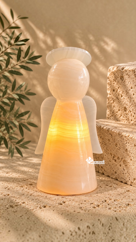 LÁMPARA ÁNGEL DE PIEDRA ÓNIX NATURAL MOD MIA 16 CM