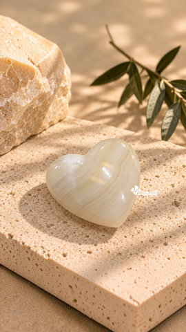 Corazón de Ónix Blanco Natural 6 cm