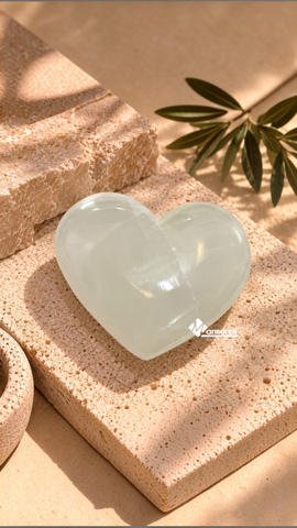 Corazón Escultórico de Ónix Blanco Natural