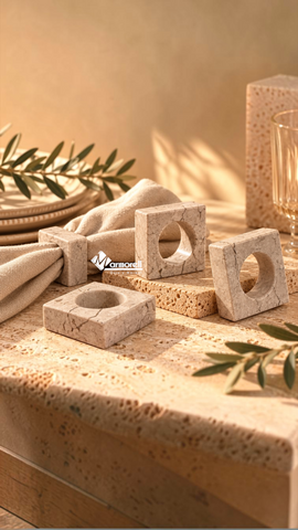 Servilletero de Mármol Natural — Cubo