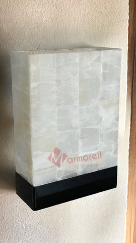 Lampara Pared Arbotante Grapa 30X20X9 CM, Piedra Ónix Con Mármol Negro