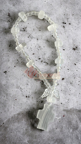 PULSERA DECENARIO DE ÓNIX NATURAL 12 CM LARGO, CON CRUZ