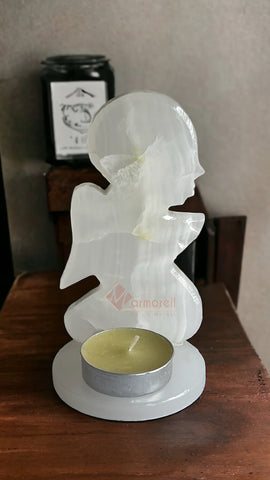 ANGELITO DE PIEDRA ÓNIX PORTA VELA 12 CM, MODELO: INCADO