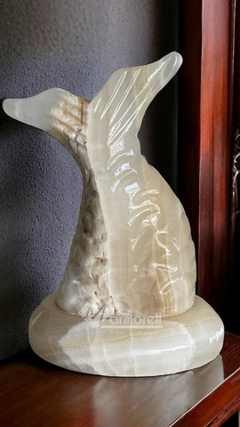 LÁMPARA COLA DE SIRENA EN PIEDRA DE ONIX NATURAL 18 CM