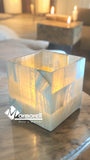 Cubo porta vela de Ónix Marquetería 15x15 cm