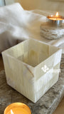 Cubo porta vela de Ónix Marquetería 15x15 cm