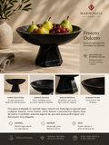 Frutero de Mármol Negro Natural con Base | Centro de Mesa Decorativo 30 cm