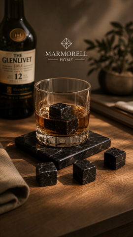 Cubos de Mármol Negro Natural para Whisky | Enfrían sin Diluir | 4 x 4 cm