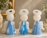 Lámpara Ángel de Ónix Natural Modelo Candy Azul | Luz Cálida Decorativa | 17 cm