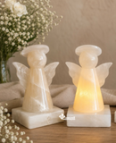 Lámpara Angelito de Piedra Ónix Natural Modelo Ala Mariposa | Luz Decorativa Artesanal 13 cm