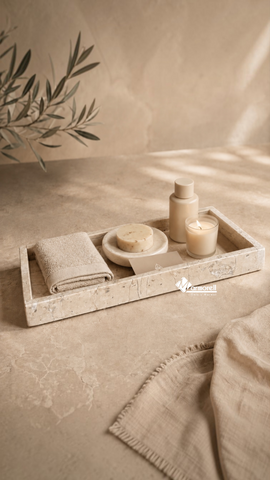 Charola Emperador para Amenidades | Mármol Beige Maya | 30 × 15 cm